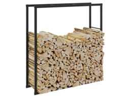 Vidaxl Suporte Para Lenha 110x30x116 Cm Aço Preto