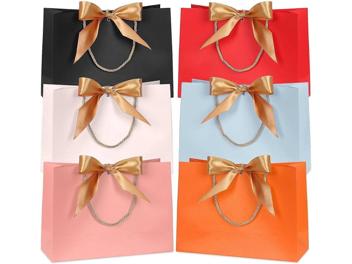 Conjunto De 6 Sacolas De Presente, Sacolas De Papel Coloridas E Impermeáveis Para Presentes Com