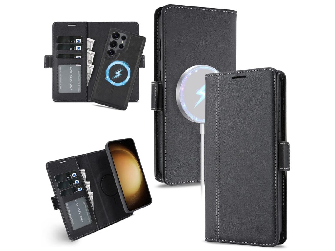 Capa Para Samsung Galaxy S26 Magnética Em Couro Pu Compatível Com Magsafe Preto Czhhmart