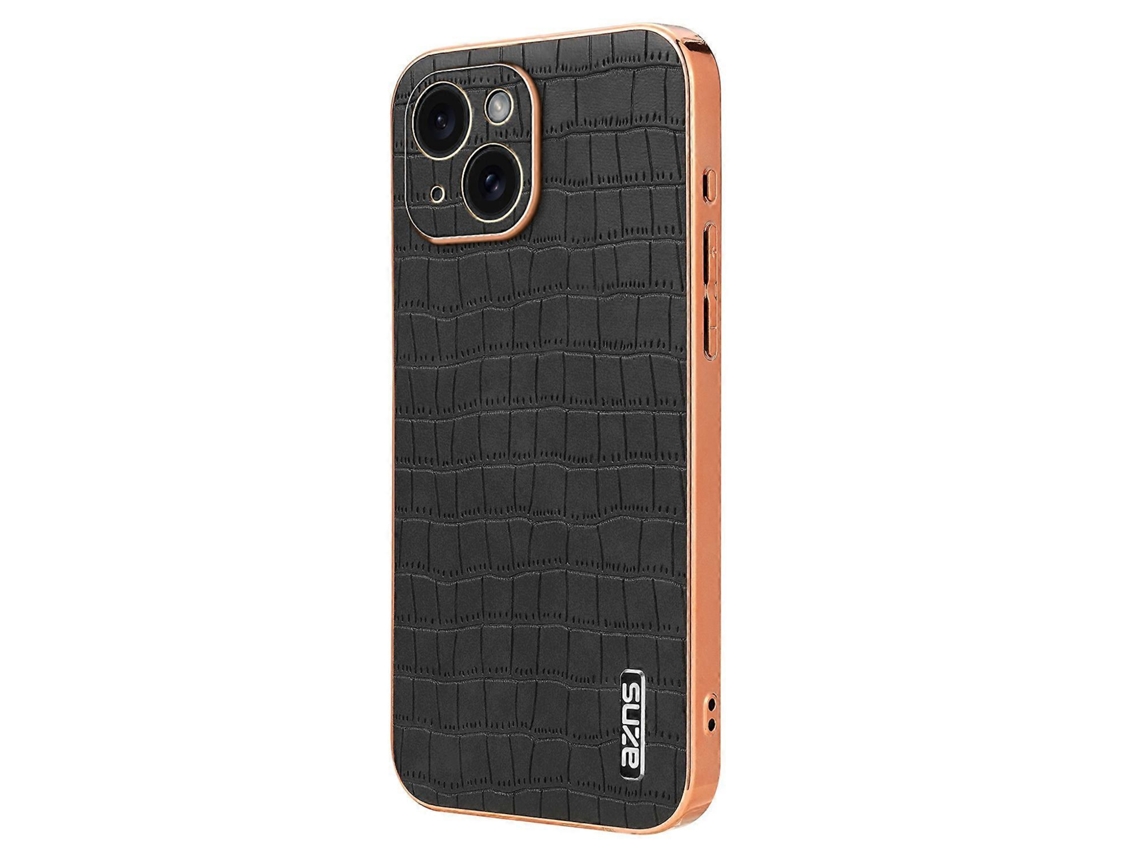 Capa Azns Para Iphone 14 Plus Com Textura De Crocodilo Em Putpu E Capa À Prova De Choque