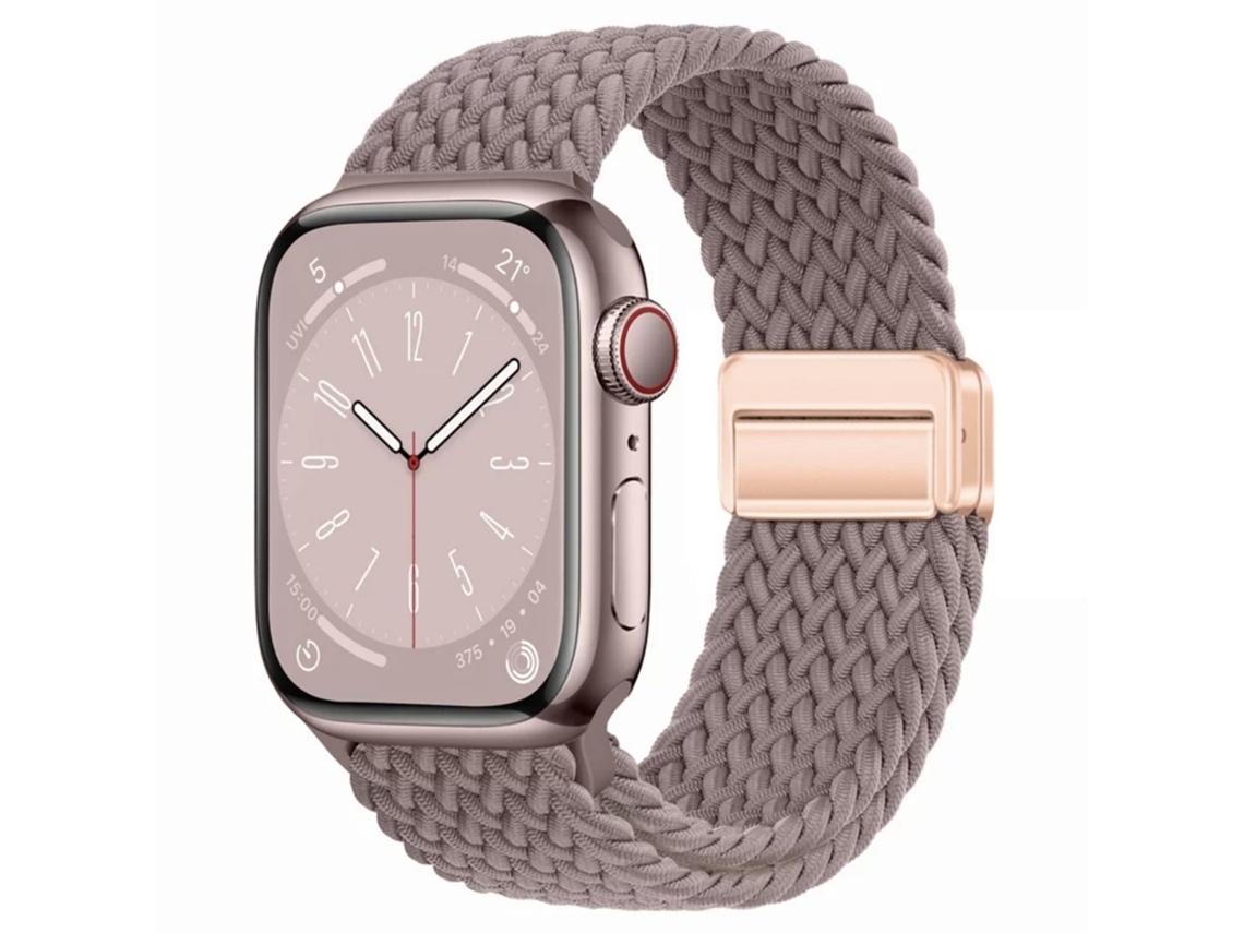 Pulseira Magnética de Nylon Trançado para Apple Watch S10, Pulseira Elástica Rainbow Roxo Fumê, 38 40 41 42mm