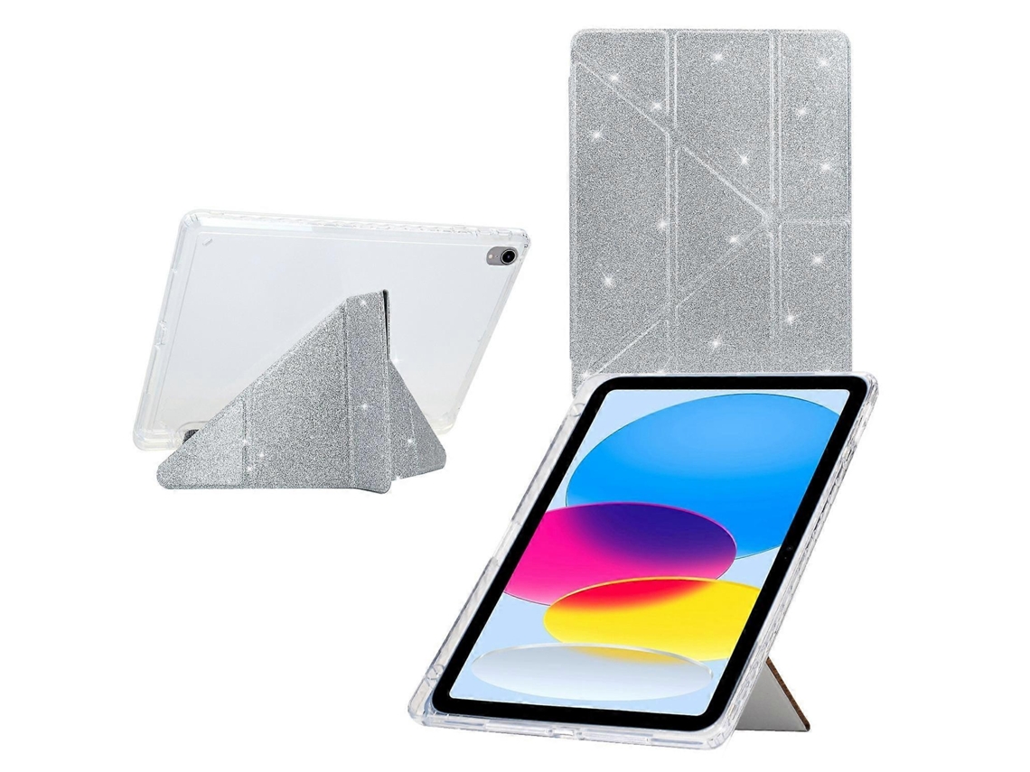 Capa inteligente de couro acrílico transparente Webake para tablet com glitter e dobra em Y