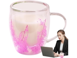 Copos De Vidro Com Flores Secas, 350ml, Parede Dupla.