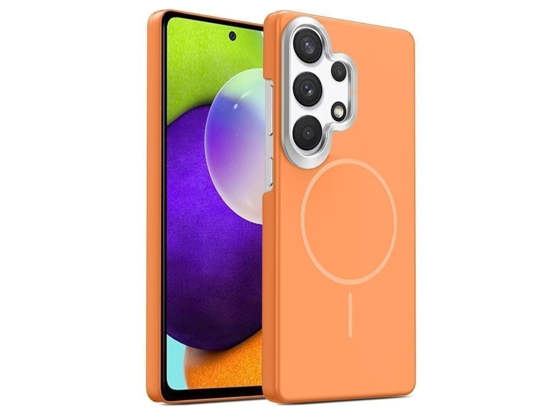 Capa Para Samsung Galaxy A52 5g Fina Circular Magsafe À Prova De Choque Dourada Em Policarbonato Laranja