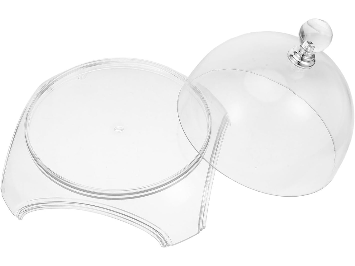 Cúpula De Bolo Elegante Em Plástico Transparente Para Sobremesas.