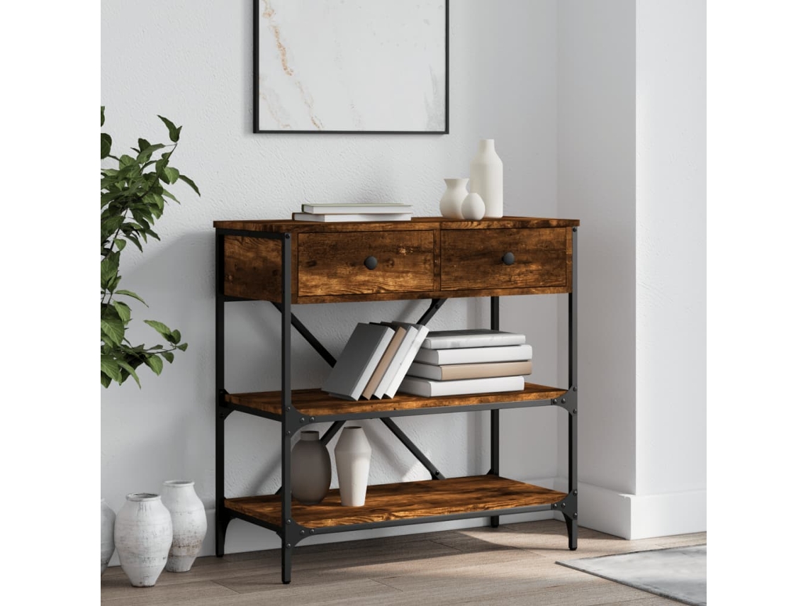 Vidaxl Mesa Consola 75x34,5x75 Cm Derivados De Madeira Carvalho Fumado