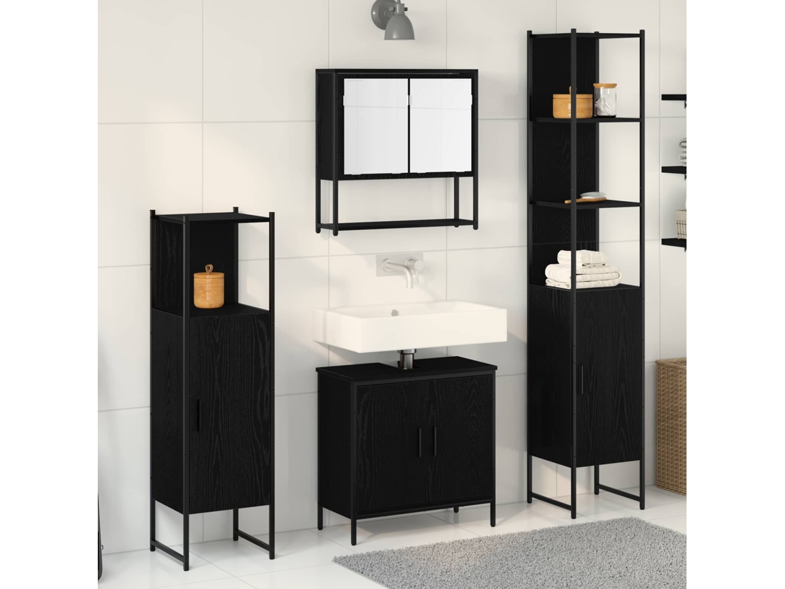 Vidaxl Conjunto De Móveis Para Banheiro 4 Unid. Preto