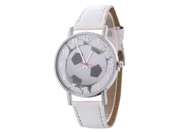 Relógio de Pulseira de Quartzo com Pulseira de Couro Pu Redondo Simples Unissex Branco