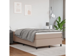 Vidaxl Cama Com Molas/colchão 120x200 Cm Couro Artificial Cappuccino