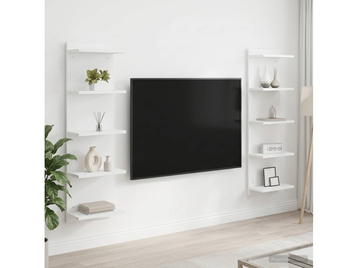 Vidaxl Prateleira De Parede 2 Unid. Branco 30 X 15 X 100 Cm