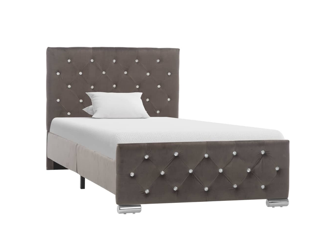 Vidaxl Estrutura de Cama 90x200 Cm Veludo Cinzento