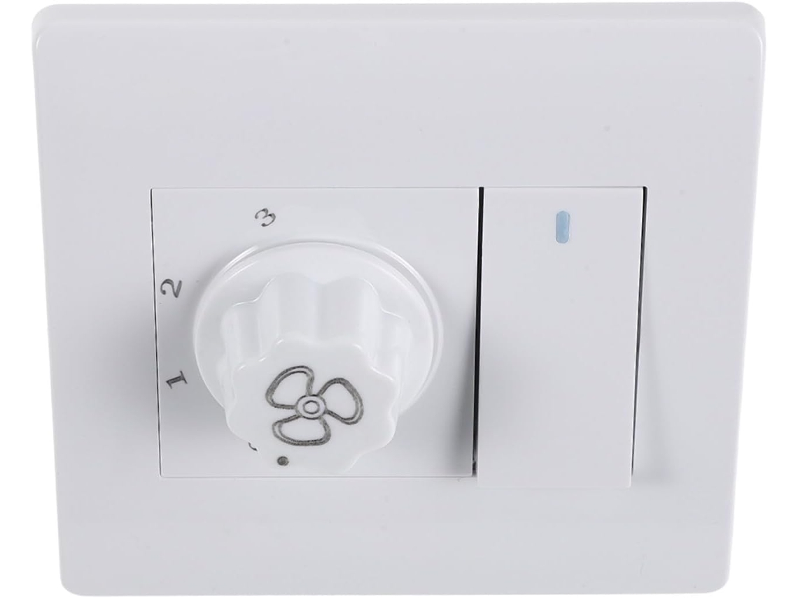 Interruptor De Parede Homoyoyo 3 Velocidades Para Ventilador Teto Com Luz, Material Plástico Branco, Adequado Para Casa