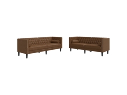 Maison Exclusive - 2 Pcs Conj. Sofás Chesterfield C/ Rolos Camurça Artif. Castanho