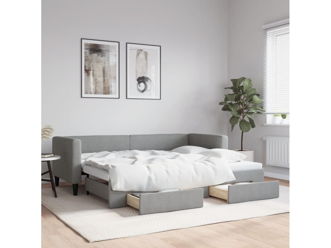 Sofá cama con cajones 80x200 cm Tela gris claro