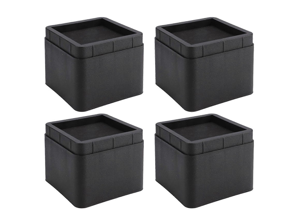 Elevadores De Cama Empilháveis ​​duráveis, 4 Peças, Pernas De Móveis Quadradas Pretas, À Prova De Umidade E Insetos Slowmoose