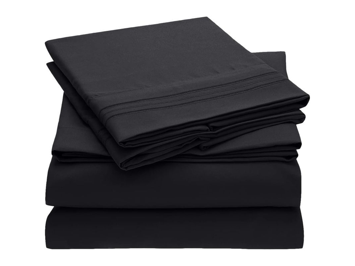 Rebe conjunto de Sábanas 3 Piezas Twin Negro Resistente a Arrugas, de Color Y Manchas Microfibra Suave