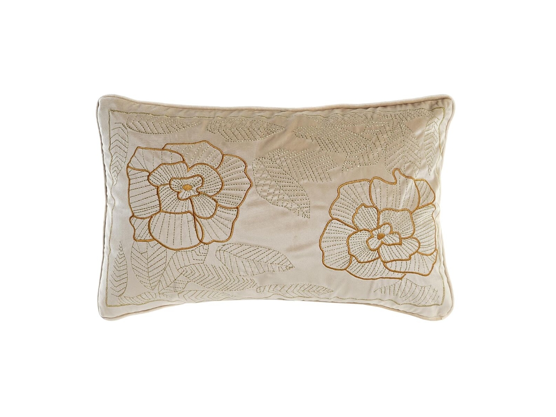 Almofada DKD Home Decor Dourado Poliéster Bloemen (50x10x30 cm)