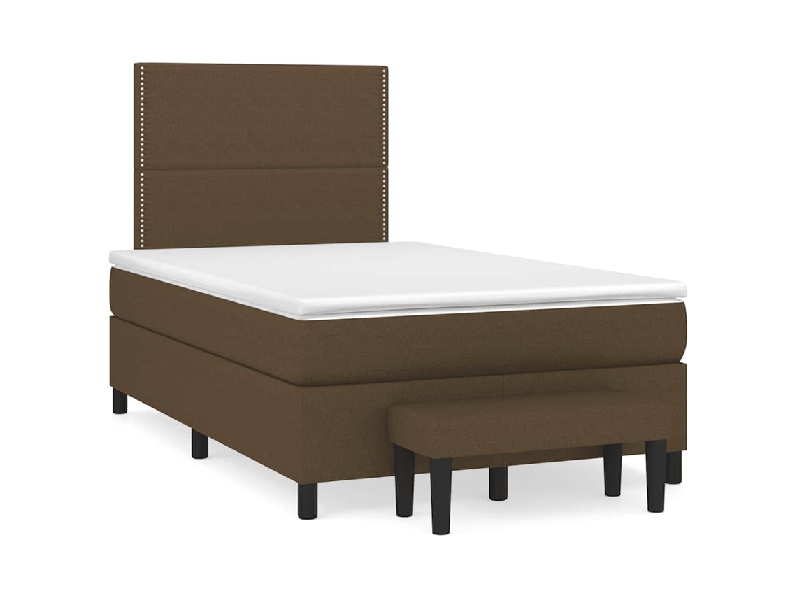 Vidaxl Cama Boxspring Com Colchão 120x190 Cm Tecido Castanho-escuro
