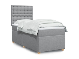 Vidaxl Cama Com Molas/colchão 90x190 Cm Tecido Cinzento-claro