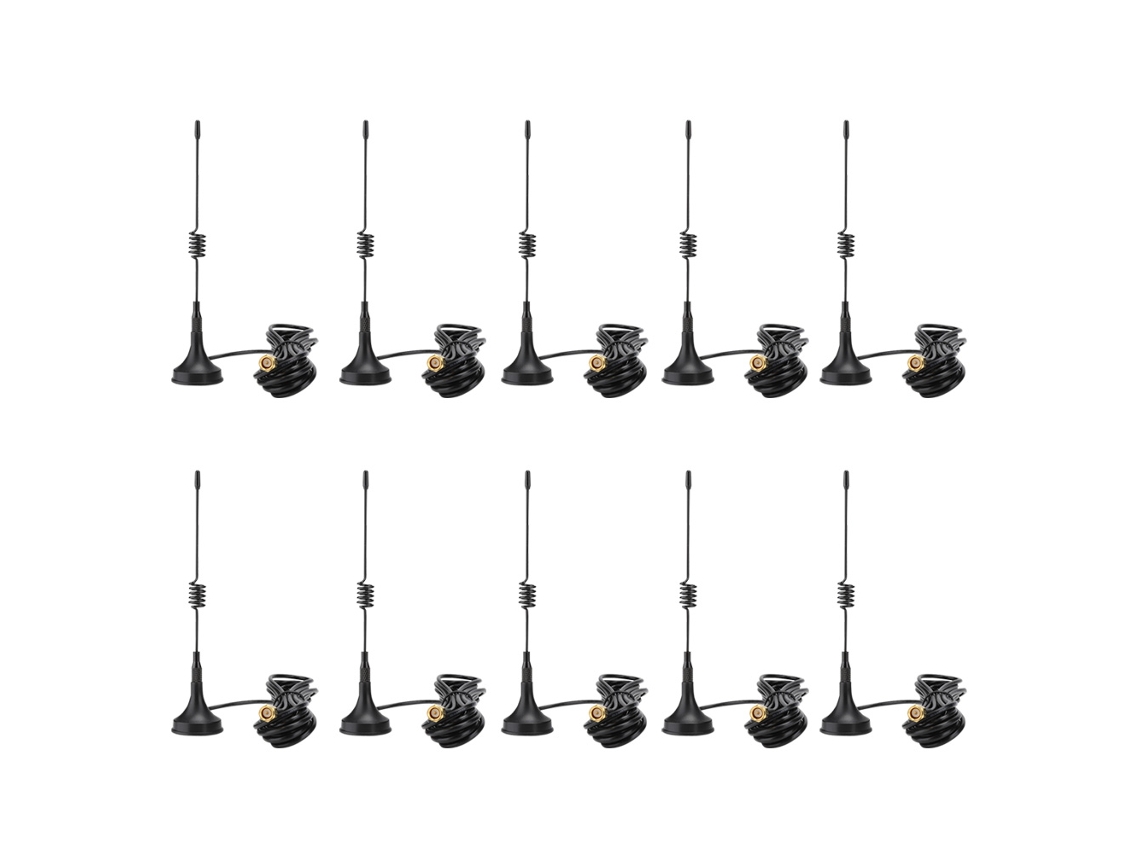 Conjunto De 10 Antenas Gsm 433mhz De 5dbi Com Conector Sma E Ventosa, Com Cabo De Conexão. Aquaforge
