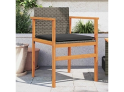 Vidaxl Cadeiras De Jardim C/ Almofadões 2 Pcs Vime Pe/madeira Cinza