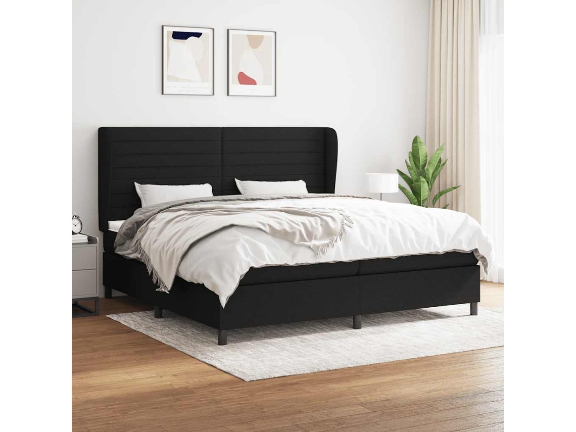 Vidaxl Cama Com Molas/colchão 200x200 Cm Tecido Preto