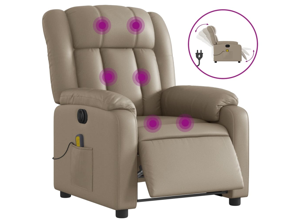 Electric Massage Recliner Chair, Electric Massage Recliner Chairs Vidaxl Marrom Couro Artificial