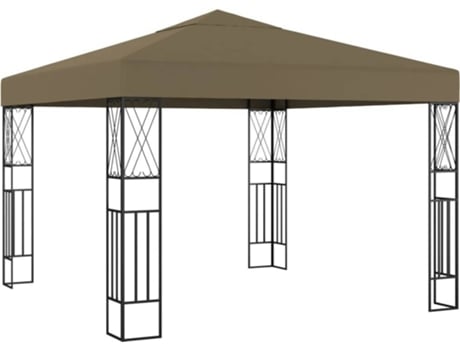 Gazebo 3x3 m tecido cinzento-acastanhado