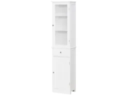 Armário Alto para Casa de Banho Mdf e Acrílico Cor Branco 40x27x171,5cm Kleankin