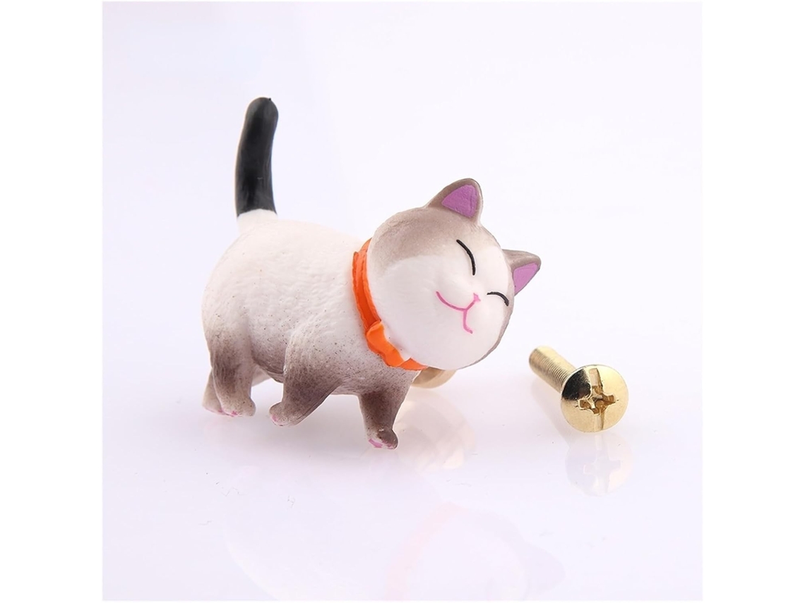Conjunto De 2 Puxadores Giratórios Latão Em Formato Gato Para Portas Guarda Roupa, Gavetas E Portas, Com Furo Único Para