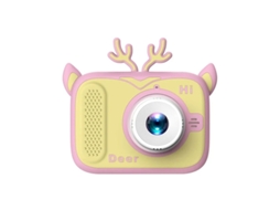 Câmera digital com design animado Yizhood, 2000 W, zoom de 3x, câmeras duplas frontal e traseira, foco automático Pink Deer