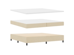 Cama Bospring Com Colchão & Banco Creme Tecido Vidaxl Bege Fabric (200x200 Cm)
