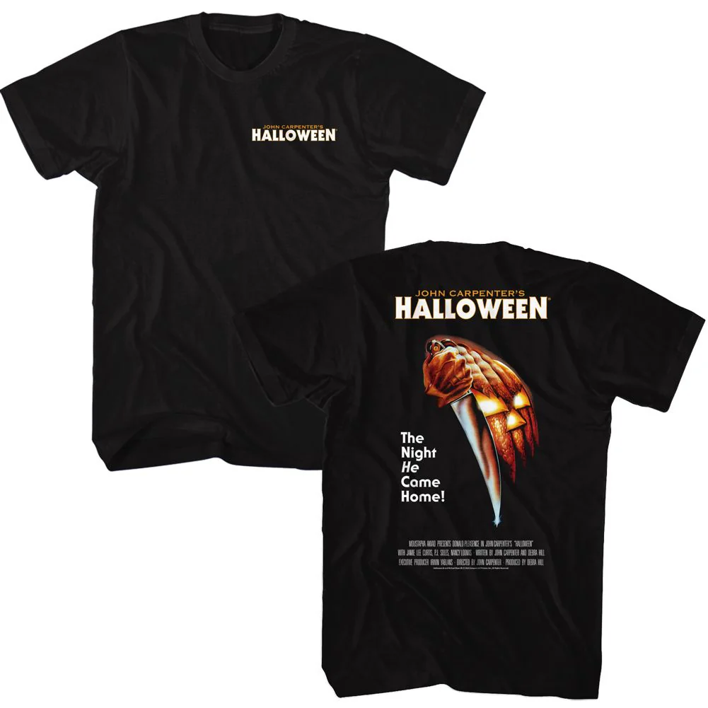 Unisex Adult T-shirt Rockinstone Halloween Movie Poster Chest Hit Black Sizel