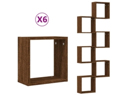 Wall Cube Shelf, Wall Cube Shelves Vidaxl Marrom Madeira Processada (30 X 15 X 30 Cm)
