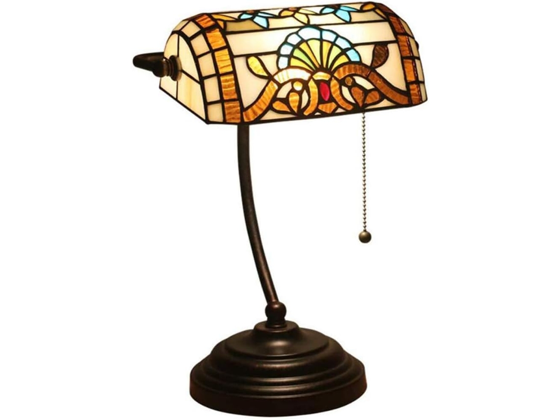 Abajur De Mesa Em Estilo Barroco Tiffany Com Vitral Lavanda, Ideal Para Leitura, Para Sala De Estar, Mesa De Cabeceira