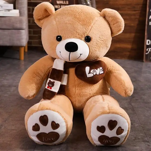 Urso de Pelúcia de Alta Qualidade com Cachecol MDUG (marrom Claro, 80 Cm)