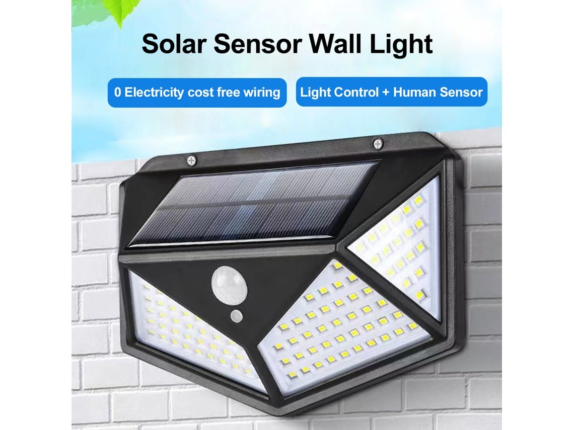 2026 luz Solar Exterior Jardim com Sensor de Movimento Parede 100led Recarregável 20 Luzes Sem Função de Indução 1§2§3