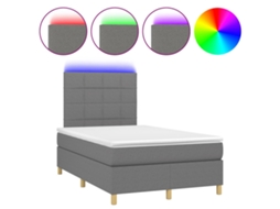 Cama Box Spring com Colchão e Led 120x190 cm Tecido Cinza Escuro MAISON EXCLUSIVE