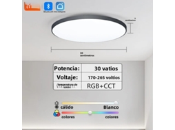Luminária De Teto Led Inteligente (30w, Preta) Com Controle Remoto Estilo Grafite E Aplicativo, Dimerizável Rgb.