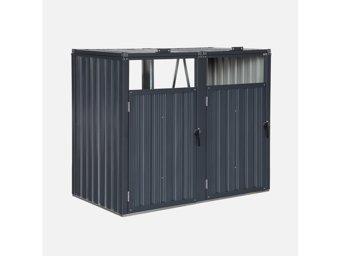 Cobertizo Para Basurero De Acero Galvanizado Gris, Cinza Sweeek