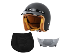 Capacete de ciclismo retrô 3/4 com viseira solar e óculos de proteção contra vento, tamanho G.