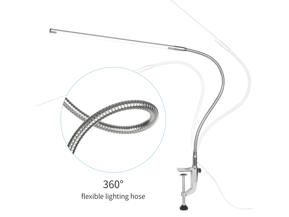 Rebe-lâmpada De Escritório Clip-on Usb Com Controle Táctil, Led Ajustável, Ângulo Flexível Para Leitura, Escritório E Quarto