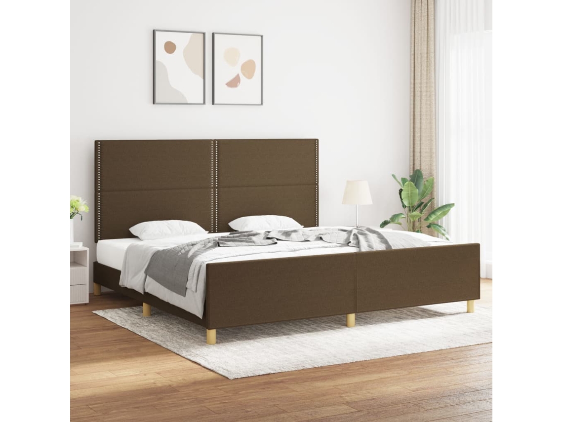 Estrutura De Cama Sem Colchão 200x200 Cm Tecido Castanho-escuro