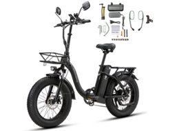 Bicicleta Eléctrica Sinohon B20 1000w 15ah 45km/h 20 Polegadas Mulheres/homens 7 Velocidades Preto