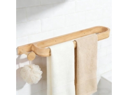 Hóspede - Guarda De Toalha De Bambu Sem Perfurações - Ideal Para Banheiro E Cozinha