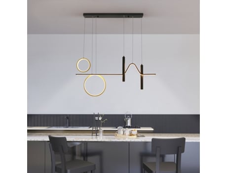 Lustre Redondo Duplo Led, Controle Remoto De Escurecimento Goeco