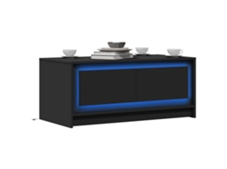 Vidaxl Mesa De Centro Com Luzes Led Derivados De Madeira Preto