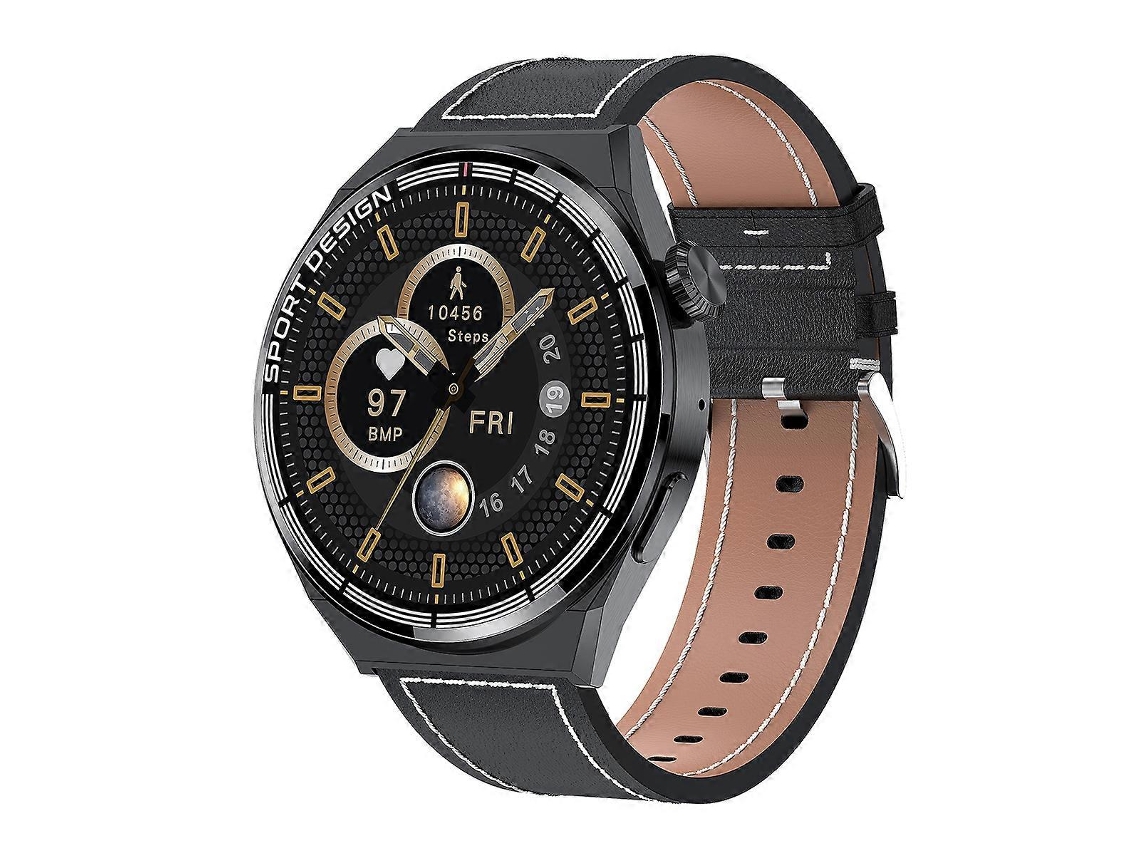 Relógio inteligente HDT 3 Max de 1,6 polegadas com pulseira de couro, à prova d'água IP67, compatível com chamadas Bluetooth e NFC. Ly Ebike