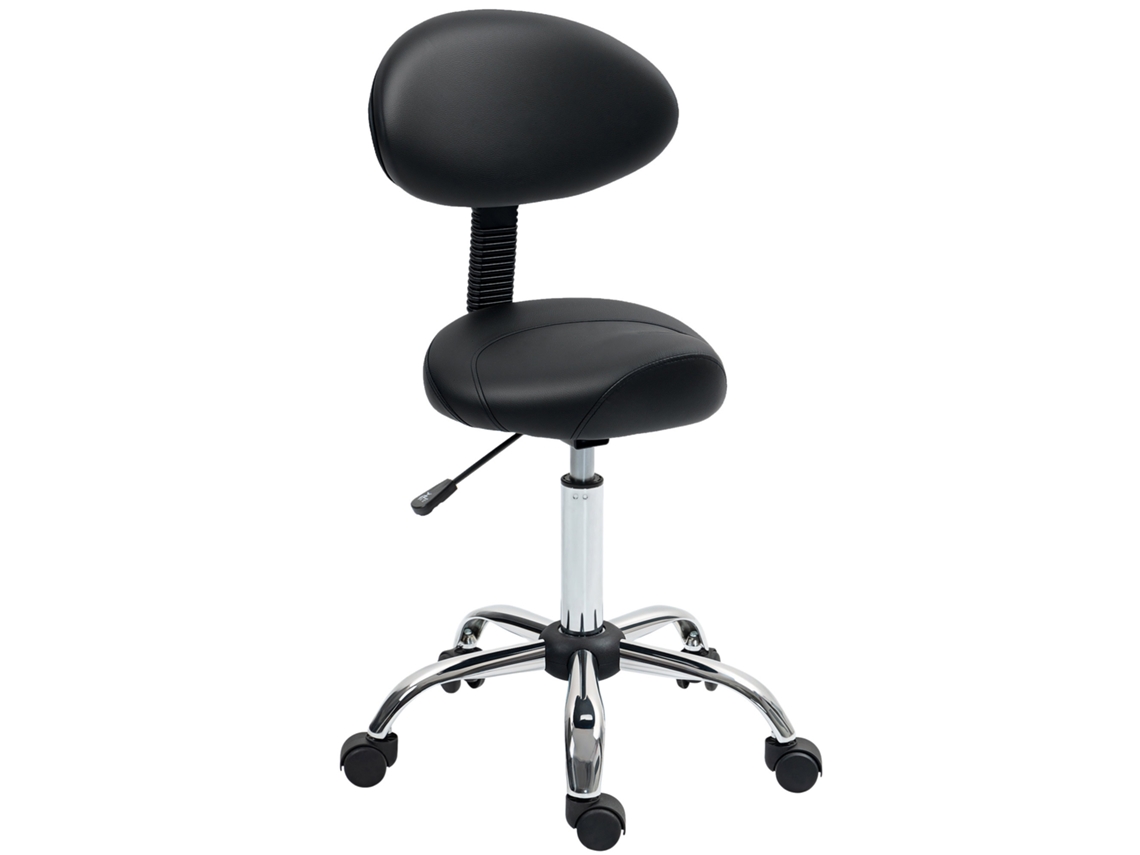 Banco com Rodas Couro Sintético Cor Preto 50x50x83-98 cm Homcom