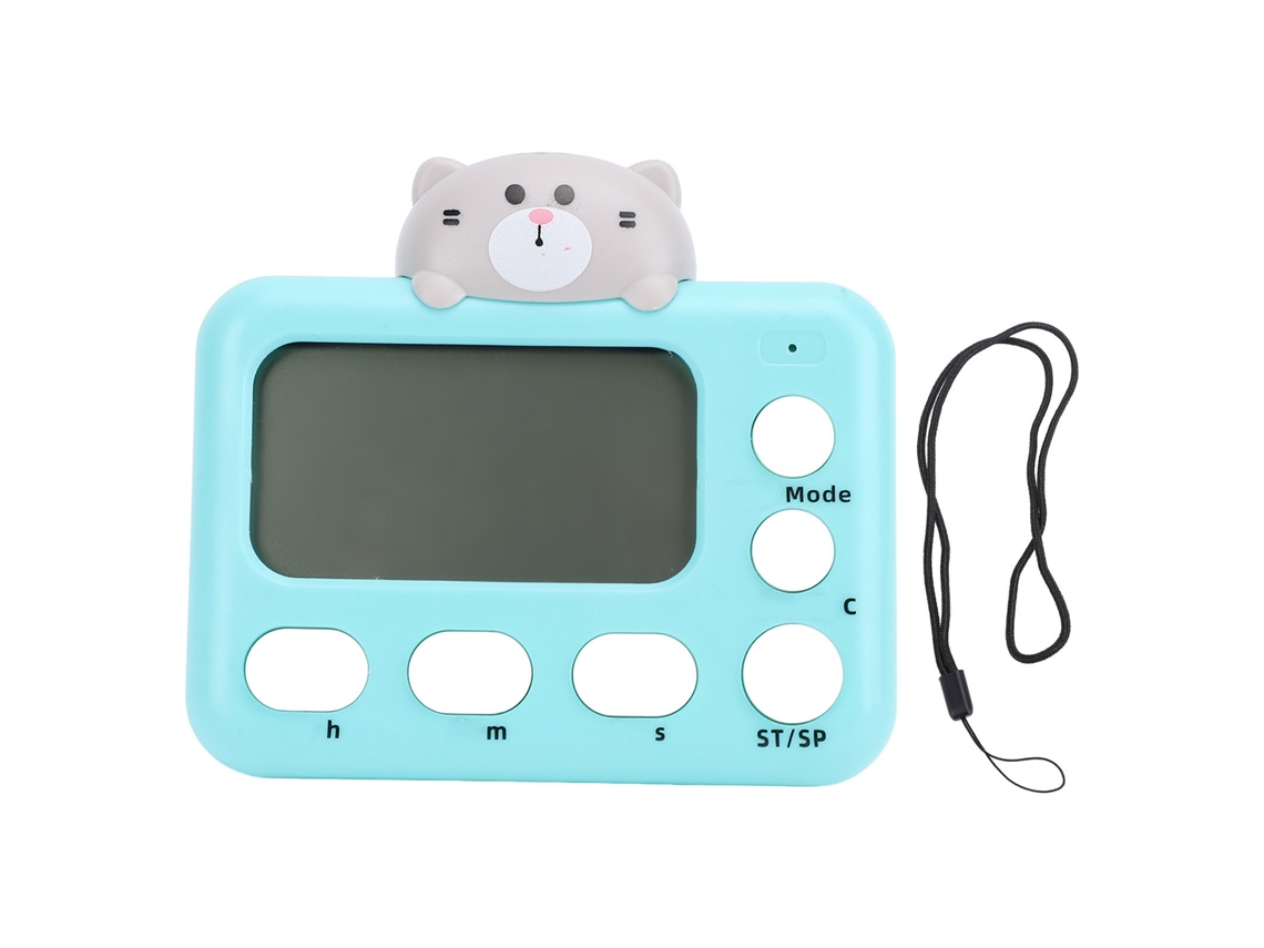 Temporizador Digital de Cozinha em Plástico com Design Cartoon Cuto para Cozinhar e Estudar Gato